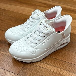 Skechers White Women's Platform Sneakers with Pink Lining